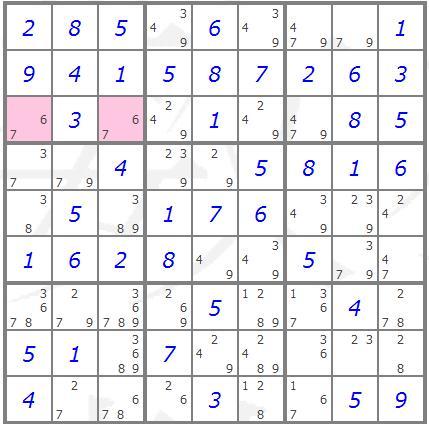 Pointing triples - Sudoku technique