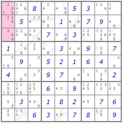 Pointing triples - Sudoku technique